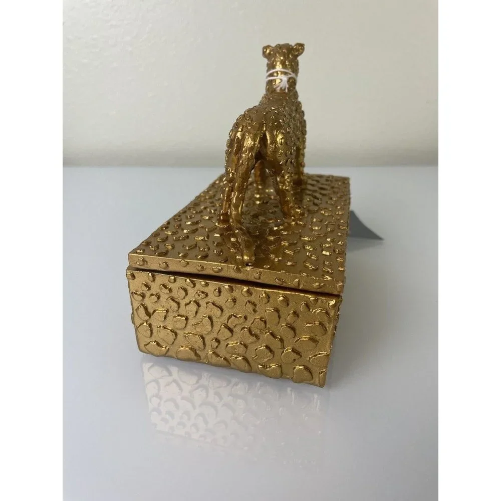 Mikasa Home Accents Leopard Gold Resin Trinket Jewelry Lidded Box, Decor